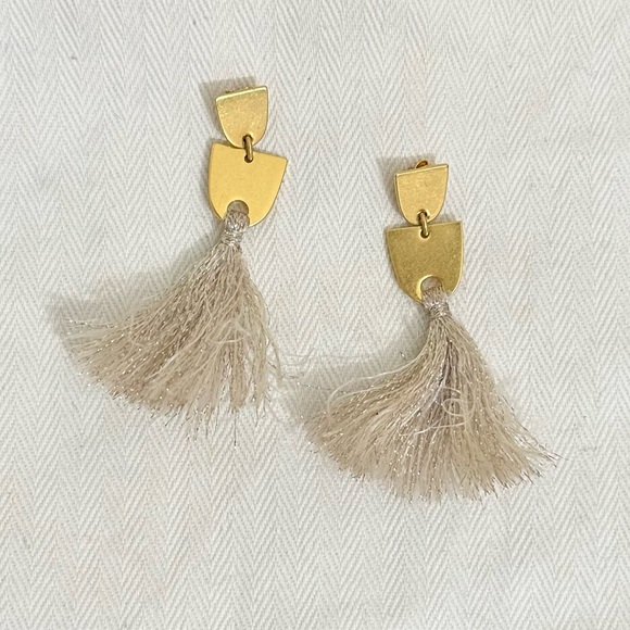 Madewell Jewelry - Madewell Gold & White Shimmer Tassel Earrings